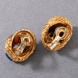Gold Coral and Lapis Boucheron Earrings