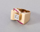 French Gold and Diamonds Tank Ring