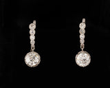 Boucles d'oreilles anciennes françaises en or et diamants 3,39 carats