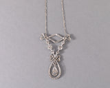 Platinum and 3.20 Carats Diamonds French Belle Epoque Pendant Necklace