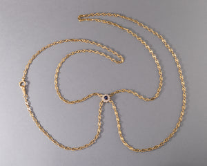 Gold Diamonds and Sapphire Vintage Chain Necklace and Coulant