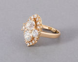 Gold and 3 Carats Diamonds Vintage Ring