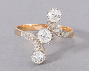 Bague Française Ancienne en Or et Diamants 1,10 carats