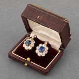 4.20 Carats Diamonds and 2.20 Carats Sapphires French Antique Earrings