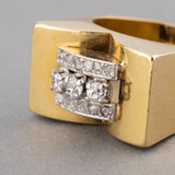 Bague rétro française en or et diamants