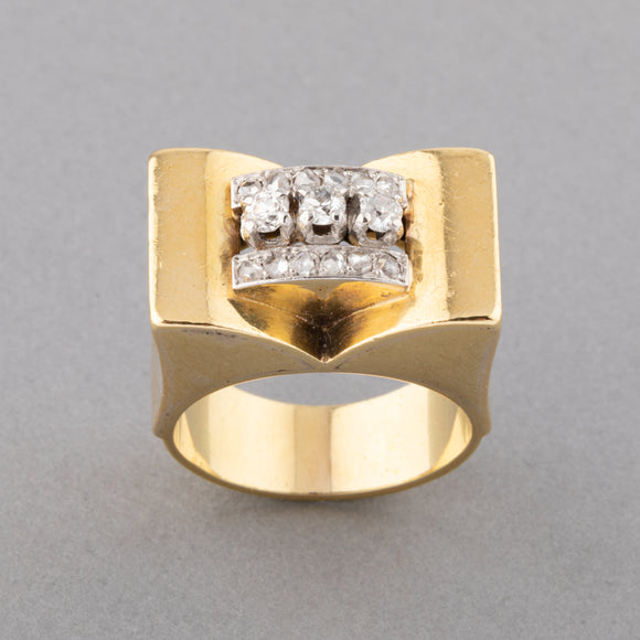 Gold and Diamonds French retro ring