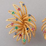 Gold and precious Stones French Vintage Earrings