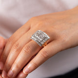 Gold Platinum and 3 Carats Diamonds French retro Ring