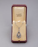 Gold Platinum Diamonds and Sapphires French Art Deco necklace