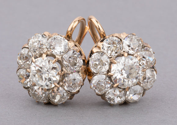 5.60 Carats Diamonds  French Antique Earrrings