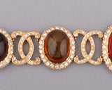 Gold 8 carats Diamonds and Amber Vintage Bracelet