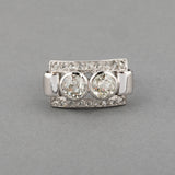 Gold Platinum and Diamonds French Art Deco Ring