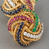 Gold and Precious stones Boucheron Clip Earrings