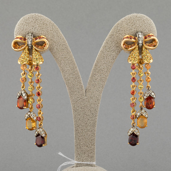 Gold Diamonds and Fine Gemstones Earrings