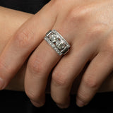 Gold Platinum and Diamonds French Art Deco Ring