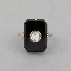 Diamond and Onyx Art Deco Ring