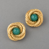 Gold and Aventurine Vintage Clips