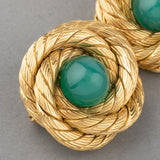 Gold and Aventurine Vintage Clips
