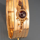 Gold Pearls and Garnet French Antique Bracelet