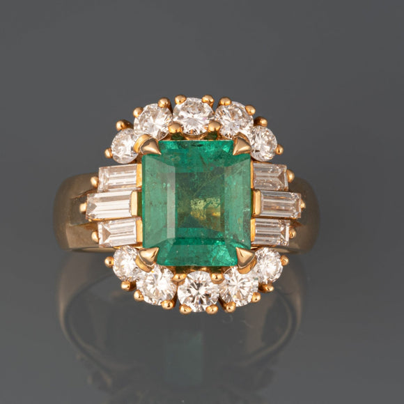 Diamonds and 3.58 Carats Emerald ring by Mouawad