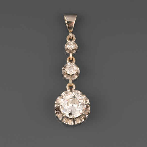 Gold and 1.67 Carat Diamond Art Deco Pendant