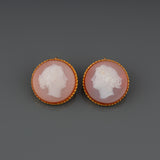 Gold and Agate Cameos French Antique Earrings