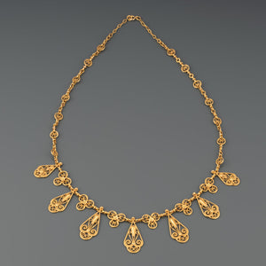 French Gold Antique Necklace Draperie