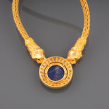 Collier Grec Or Diamants et Lapis Lazuli